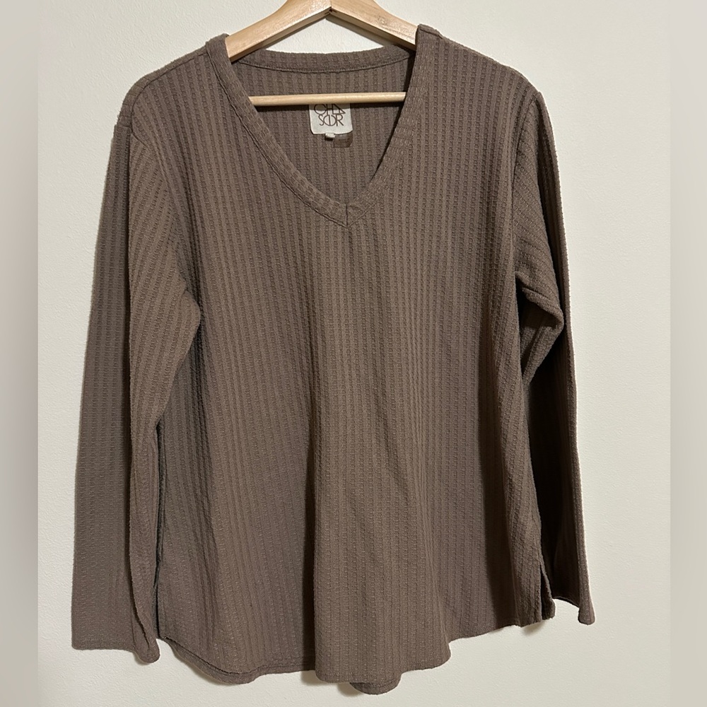 Chaser Taupe Ribbed Knit Top